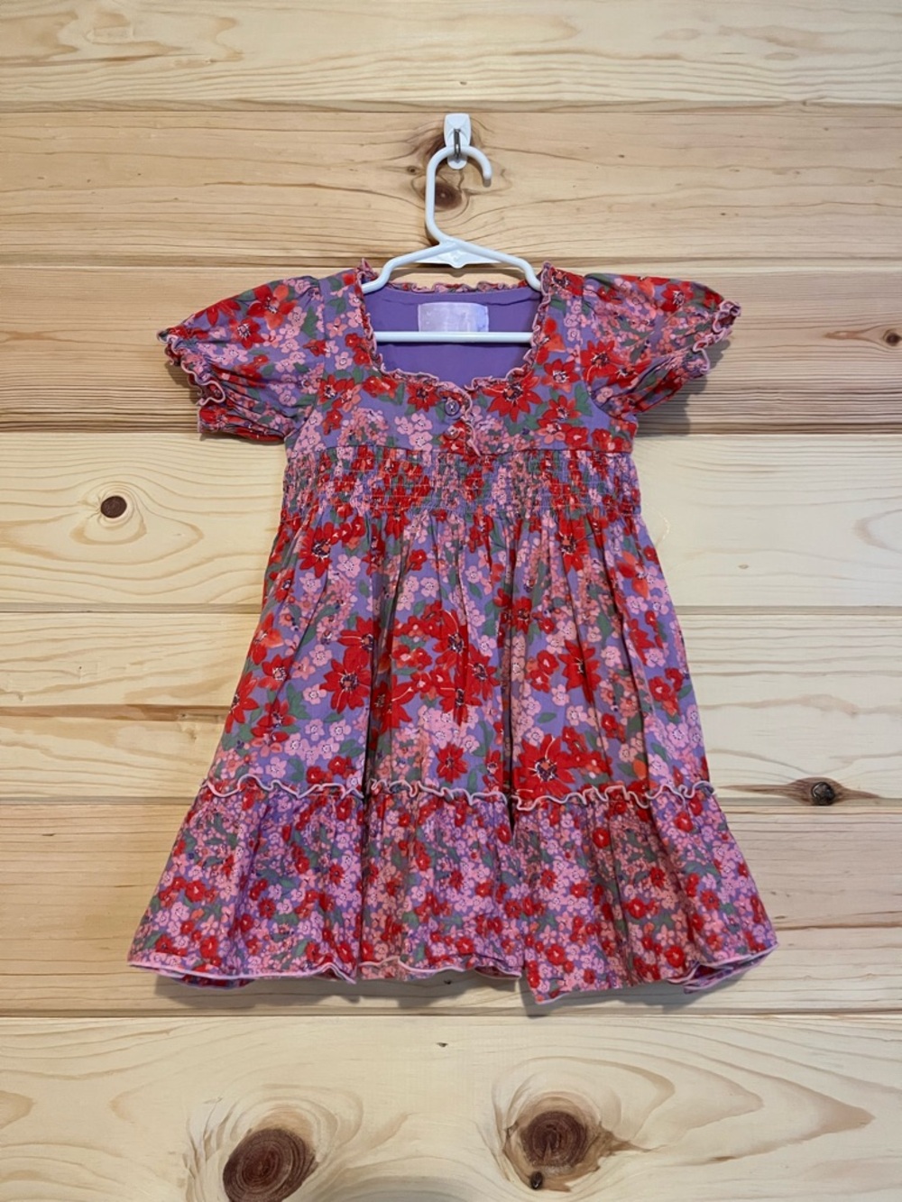 Pumpkin Patch Red Pink Purple Floral Cotton Dress